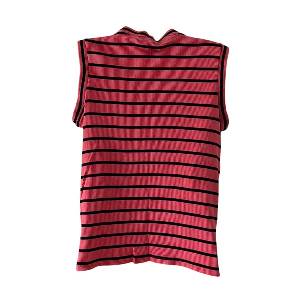 Mountain Lake Size M Pink & Black Striped Ribbed Sleeveless Knit Tank Top - Picture 3 of 7
